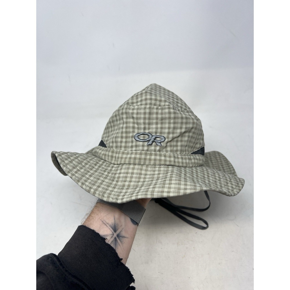 Outdoor Research Sombriolet Booney Sun Hat Gray Plaid M Nylon Adjustable #80615